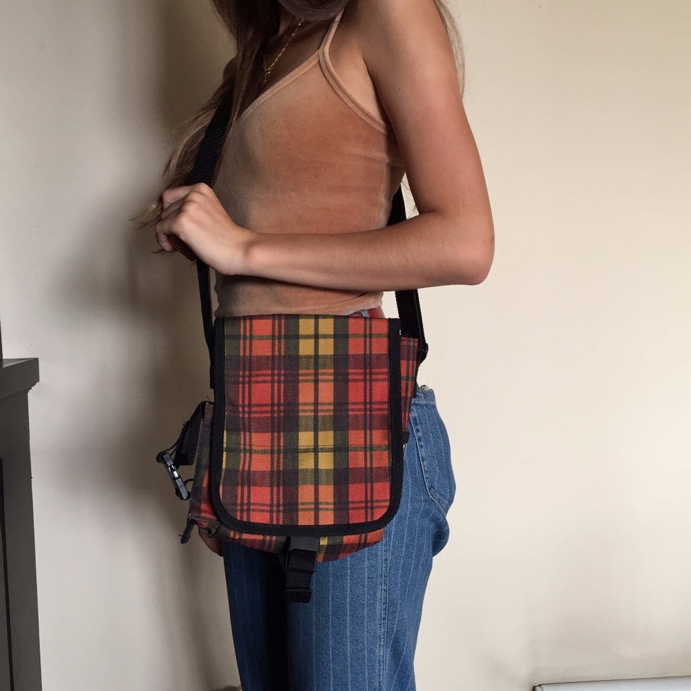 Plaid Orange and Yellow Shoulder Bag Yak Pak